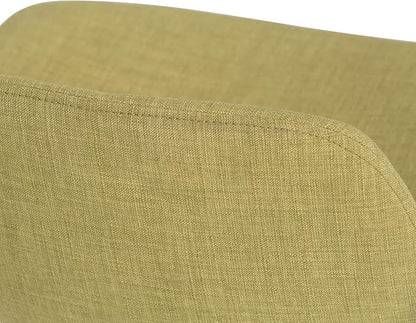 SIMPLIHOME Randolph Counter Stools (Set of 2) - 28 Inch Seat Height Upholstered Bentwood Kitchen Seats in Acid Green Linen Look Fabric, Mid Century Modern Seating with Curved Backrest and Footrest