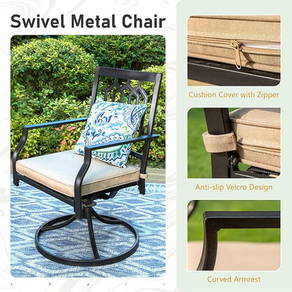 Sophia & William Outdoor Metal Swivel Chairs Set of 6 Patio Dining Rocker Chair with Cushion Furniture Set for Garden Backyard Bistro, 300 lbs