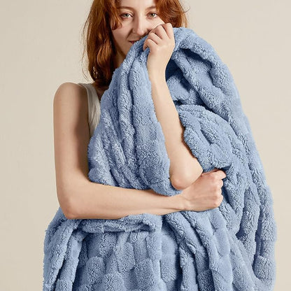 Bedsure GentleSoft Ashley Blue Throw Blanket for Couch - Checkered Fleece Blankets Gifts for Women Men Girls, Cute Soft Cozy Throw for Bedroom Home Decor Gifts, 50x60 Inches