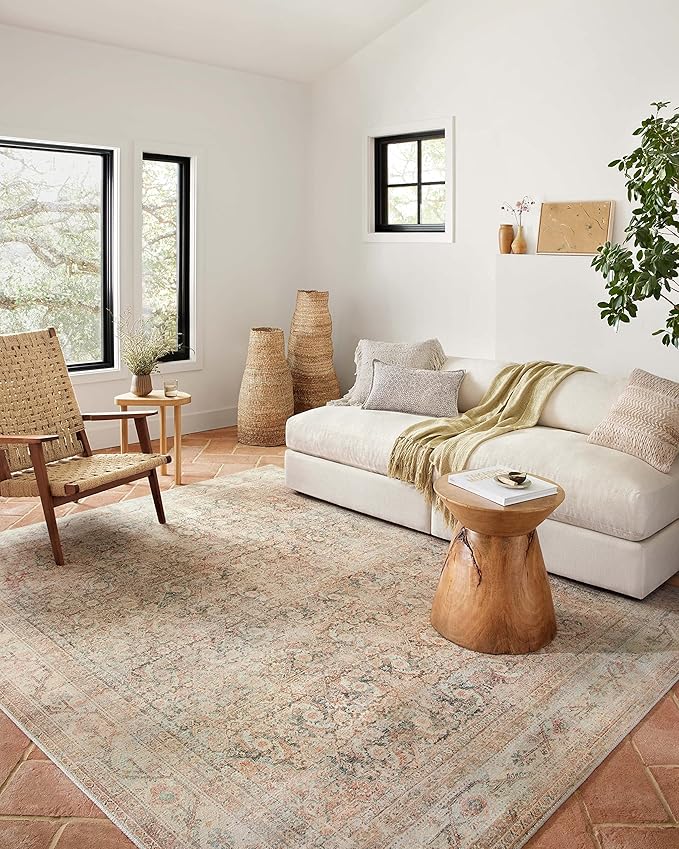 Loloi Adrian Collection ADR-01 Natural/Apricot 7'-6" x 9'-6", .19" Thick Area Rug