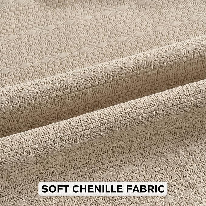 FUTEI Oatmeal Chenille Throw Pillow Covers 22x22 Inch Set of 2,Soft Striped & Diamond Textured Cushion Cases,Modern Home Decor for Couch Living Room