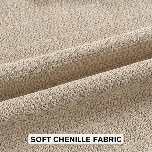FUTEI Oatmeal Chenille Throw Pillow Covers 22x22 Inch Set of 2,Soft Striped & Diamond Textured Cushion Cases,Modern Home Decor for Couch Living Room