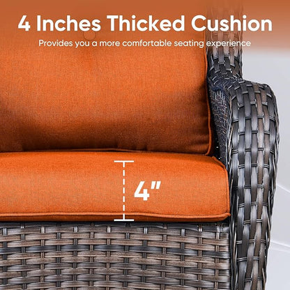Outdoor Chair Cushions for Patio Furniture - 1 Pack Outside High Back Thick Water-Resistant Cushion 22x24 with Zipper Cover for Wicker Glider Rocking Chairs Loveseat Couch – Orange/Buckle