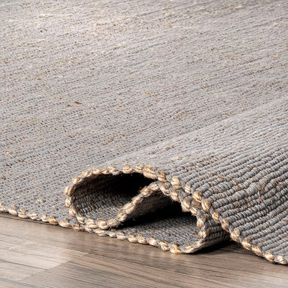 nuLOOM 2'6" x 6' Elfriede Jute & Cotton Hand Woven Area Rug, Elfriede Grey, Solid Rustic Farmhouse Style, Weaved Design, Natural Fiber, for Bedroom, Living Room, Dining Room, Hallway, Office, Entryway