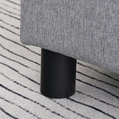 HOMCOM Ottoman Foot Rest, Small Foot Stool with Linen Fabric Upholstery and Plastic Legs, Cube Ottoman for Living Room, Gray