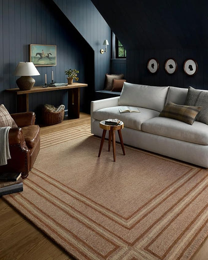 Loloi Chris Loves Julia Alfie Collection ALF-01 Blush/Rose 7'-9" x 9'-9" Area Rug Wool Neutral Living Bedroom Dining Carpet