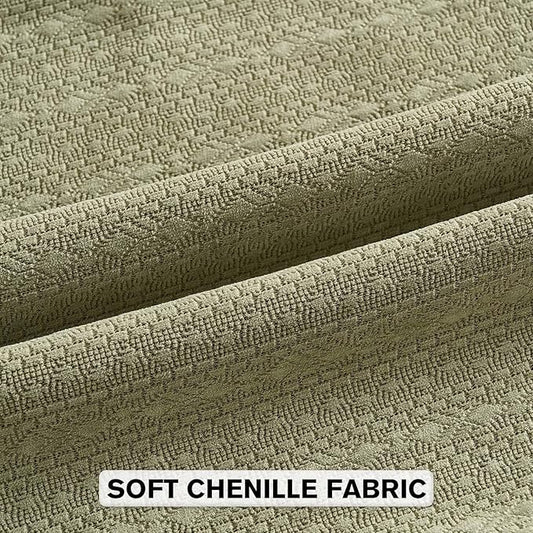 FUTEI Sage Green Chenille Throw Pillow Covers 22x22 Inch Set of 2,Soft Striped & Diamond Textured Cushion Cases,Modern Home Decor for Couch Living Room