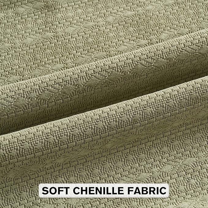FUTEI Sage Green Chenille Throw Pillow Covers 16x16 Inch Set of 2,Soft Striped & Diamond Textured Cushion Cases,Modern Home Decor for Couch Living Room