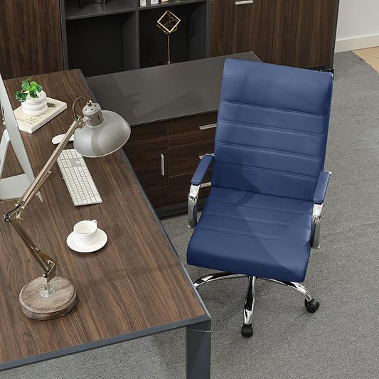 Office Desk Chair,Modern Conference Room Chairs,High Back Ergonomic Home ofiice Chair,Adjustable Height Swivel Executive Computer Chair with Padded Seat and Armrest (Blue)