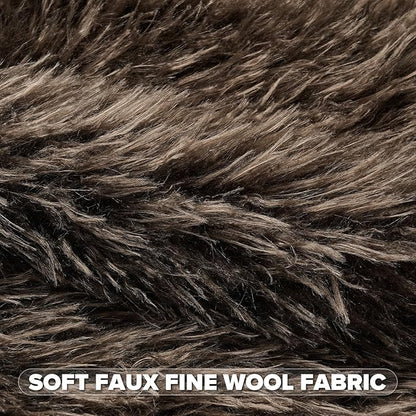 FUTEI Dark Coffee Decorative Throw Pillow Covers 18x18 Inch Set of 2,Soft Cozy Faux Fine Wool Textured Cushion Case,Modern Home Luxury Decor for Couch Bed Living Room