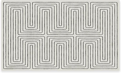 RUGGABLE x Jonathan Adler Machine Washable Modern Area Rug – Labyrinth Black/Ivory 3x5, Stain-Resistant, Non-Slip – Small Rugs for Living Room, Bedroom, Hallway, Entryway & Office–with Standard Pad