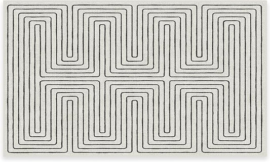 RUGGABLE x Jonathan Adler Machine Washable Modern Area Rug – Labyrinth Black/Ivory 3x5, Stain-Resistant, Non-Slip – Small Rugs for Living Room, Bedroom, Hallway, Entryway & Office–with Standard Pad