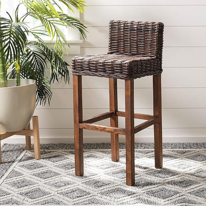 Safavieh Home Collection Cypress Cappuccino Wicker 30-inch Bar Stool