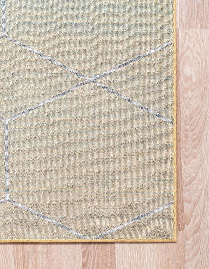 Unique Loom Trellis Frieze Collection Area Rug - Geometric (7' 10" Square, Yellow/ Ivory)