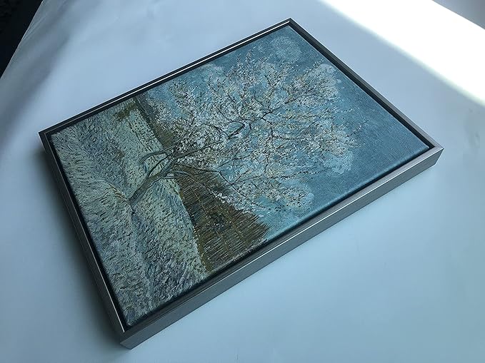Wieco Art Framed Art The Pink Peach Tree Canvas Prints Wall Art by Van Gogh Famous Oil Paintings Reproduction Landscapes Modern Gallery Wrapped Artwork for Bedroom Bathroom Home Decoration