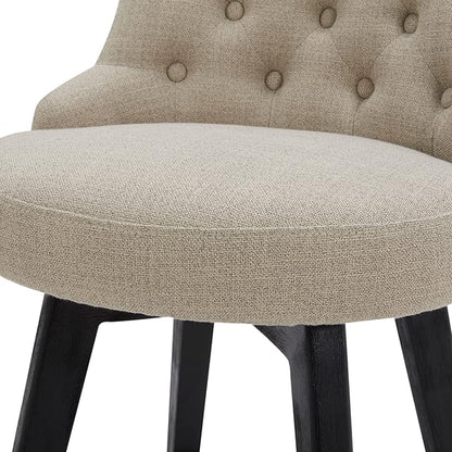 Watson & Whitely Counter Height Bar Stools, Performance Fabric Upholstered Modern Swivel Barstool with Back, Solid Wood Legs, 26" H Seat, Tan