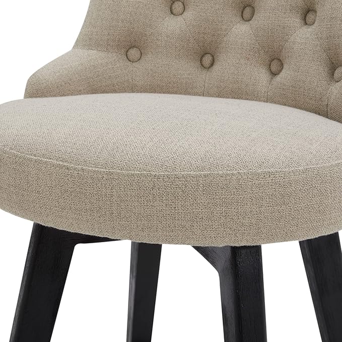 Watson & Whitely Modern Swivel Bar Stools, Performance Fabric Upholstered Counter Height Bar Stool with Back, Solid Wood Legs, 26" H Seat, Set of 2, Tan
