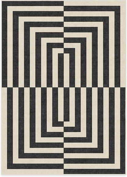 RUGGABLE x Jonathan Adler Machine Washable Modern Area Rug – Op Art Charcoal 5x7, Stain-Resistant, Non-Slip – Medium Rugs for Living Room, Bedroom, Hallway, Entryway & Office–with Cushioned Pad