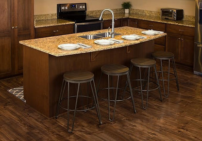 Kate and Laurel Tully Backless Modern Wood and Metal 24" Counter Height Bar Stools, Set of 4, Gray with Wood Seat