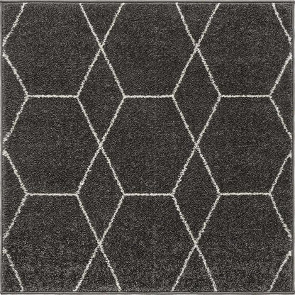 Unique Loom Trellis Frieze Collection Area Rug - Geometric (3' Square, Dark Gray/ Ivory)