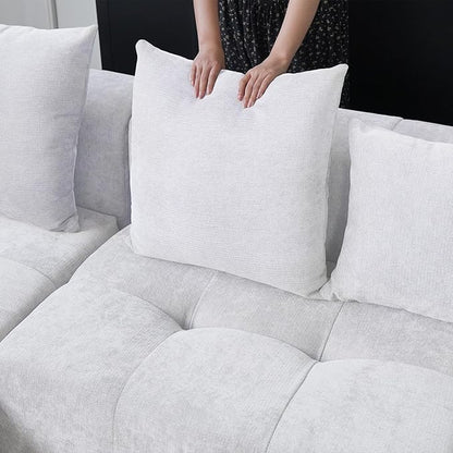 JACH 2 Seater Sofas Sectional Couches, Modern Love Seat Office Couch, Loveseat Modular Couch, Cozy Sleeper Sofa for Apartment, Bedroom, Living Room (Linen Fabric, White)