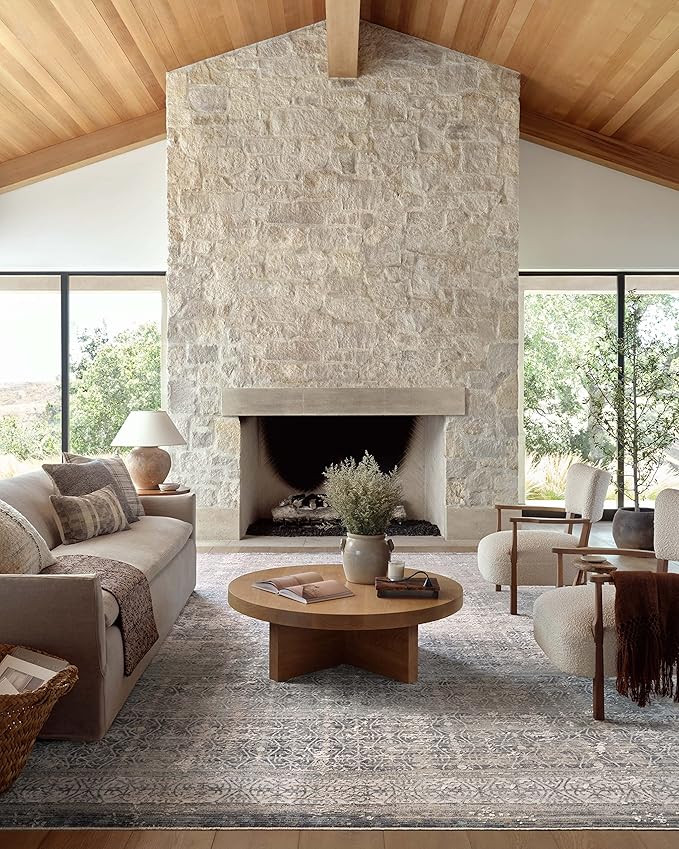 Loloi Amber Lewis Alie Collection ALE-04 Sky/Stone 2'-7'' x 7'-9'', .13'' Pile Height, Runner Rug