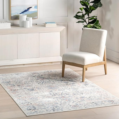 nuLOOM 10' x 14' Machine Washable Stain-Resistant Area Rug Medium Profile for Living Room, Bedroom, and Dining Room, Everlee Blue