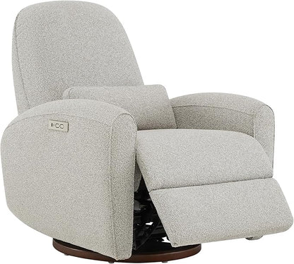 Watson & Whitely Swivel Glider Chairs, Nursery Rocking Chairs Power Recliner with Pillow Lumbar Support Charging Ports & Solid Wood Base for Living Room, Grey