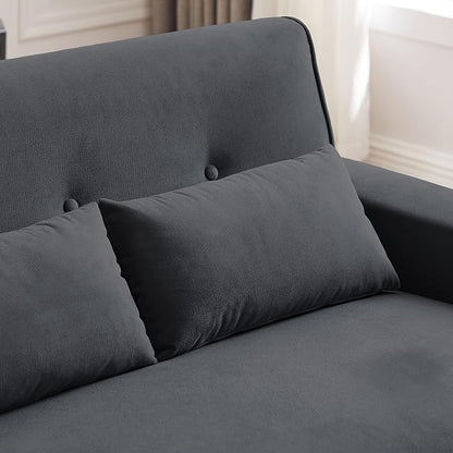 48" Small Loveseat Sofa, Mid Century Modern Love Seat with Back Cushions and Plastic Legs, 2 Seater Couches for Living Room, Bedroom, Small Spaces, Dark Grey