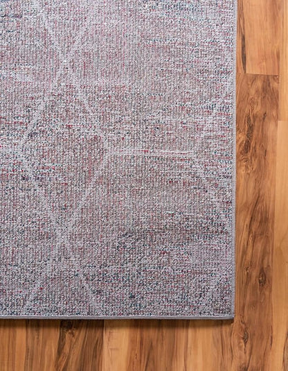 Unique Loom Trellis Frieze Collection Area Rug - Geometric (2' x 6' Runner, Blue Multi/ Ivory)