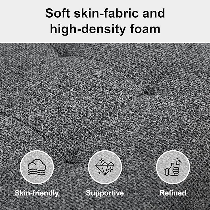 Square Ottoman with Storage Tufted Upholstered Storage Ottoman Square Coffee Table Ottomans with Legs 28’’ Large Fabric Footrest Ottomans Stool with Lift Top for Living Room Grey