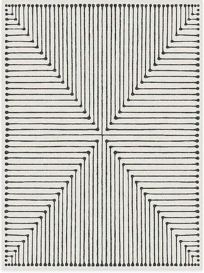 RUGGABLE x Jonathan Adler Machine Washable Modern Area Rug – Inkdrop Black & Ivory 9x12, Stain-Resistant, Non-Slip – Large Rugs for Living Room, Bedroom, Hallway, Entryway & Office–with Cushioned Pad