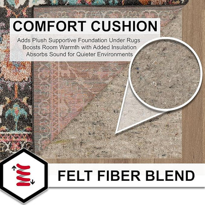 Mohawk Home 8' 4" x 10' 2" Non Slip Grip Rug Pad 1/4 Thick Felt + Rubber Backing - Dual Surface Safe for All Floors