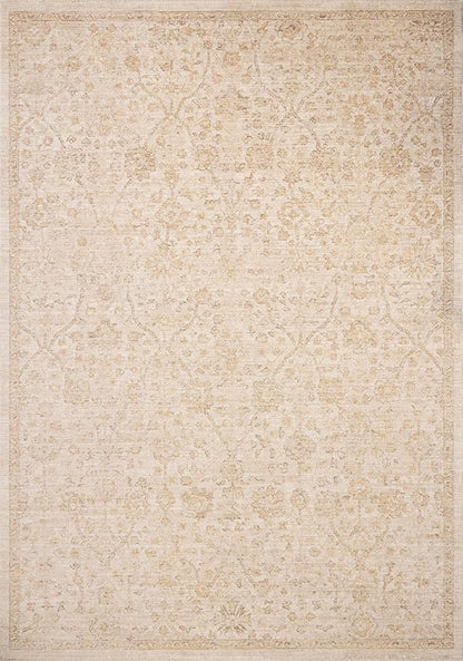 Loloi Chris Loves Julia Palma Collection PLM-01 Ivory/Sand 9'-6" x 13'-1" Fringe Area Rug Vintage Style Boho Living Room Bedroom Carpet
