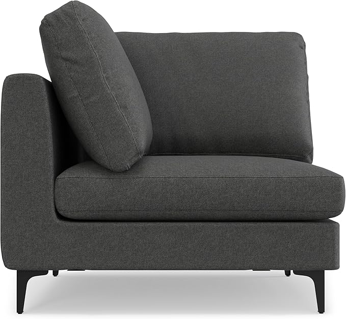 SIMPLIHOME Ava Corner Sectional Sofa in 100% Recycled Polyester Tightly Woven Performance Fabric, Pebble Grey, 102-inches Wide, Handcrafted Mid-Century Modern Style L-Shaped Couch for Living Room