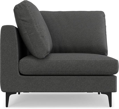 SIMPLIHOME Ava Corner Sectional Sofa in 100% Recycled Polyester Tightly Woven Performance Fabric, Pebble Grey, 102-inches Wide, Handcrafted Mid-Century Modern Style L-Shaped Couch for Living Room