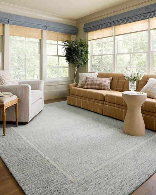 Loloi Chris Loves Julia Briggs Collection, Mist & Ivory, 2'-0" x 5'-0" Accent Rug – Minimal Gritted Design Area Rugs for Living Room Bedroom Entryway & Hallway No Shed High Traffic Home Decor Rug