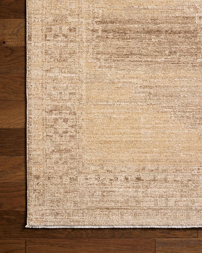 Loloi Chris Loves Julia Palma Collection PLM-07 Wheat/Taupe 2'-7" x 7'-6" Fringe Runner Rug Vintage Style Boho Living Room Bedroom Carpet