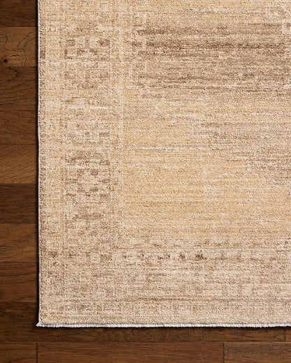 Loloi Chris Loves Julia Palma Collection PLM-07 Wheat/Taupe 9'-6" x 13'-1" Fringe Area Rug Vintage Style Boho Living Room Bedroom Carpet