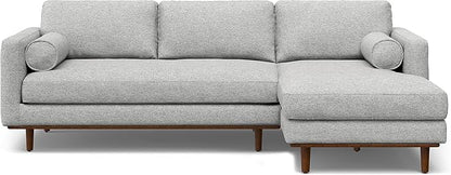 SIMPLIHOME Morrison Right Sectional Sofa in Woven-Blend Recycled Polyester Fabric, Mist Grey, 102-inches Wide, L-Shaped Couch with Right Chaise for the Living Room and Family Room