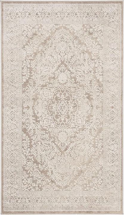 SAFAVIEH Reflection Collection Accent Rug - 2'3" x 4', Beige & Cream, Non-Shedding & Easy Cleaning, Ideal for Entryway, Living Room, Bedroom (RFT668A)