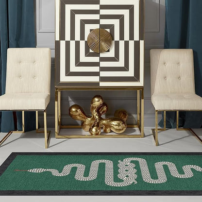 RUGGABLE x Jonathan Adler Machine Washable Modern Area Rug – Venom Emerald 8 ft Round, Stain-Resistant, Non-Slip – Large Rugs for Living Room, Bedroom, Hallway, Entryway & Office–with Cushioned Pad