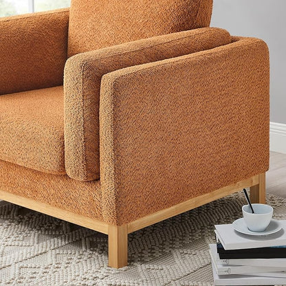 VANOMi 41.34" Oversized Accent Chair, Upholstered Armchair with Solid Wood Legs Living Room Chairs with Wide Armrest Pads, Reading Chair for Bedrooms, Apartments, Living Rooms, Offices（Curry）