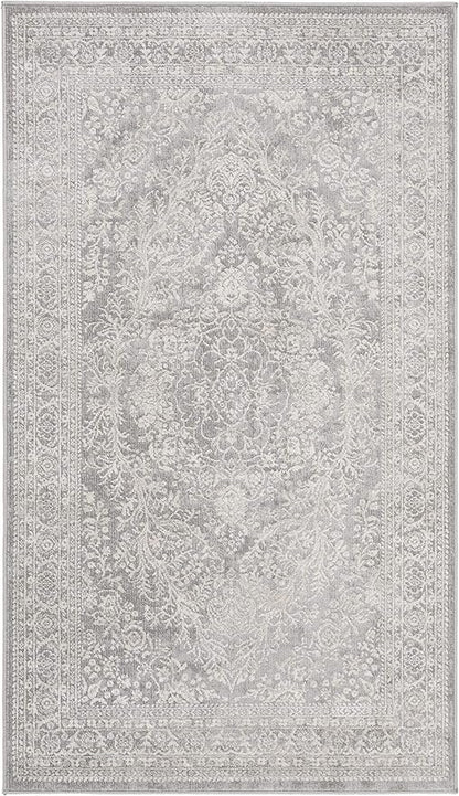 SAFAVIEH Reflection Collection Accent Rug - 2'3" x 4', Light Grey & Cream, , Non-Shedding & Easy Cleaning, Ideal for Foyer, Living Room, Bedroom (RFT668G)