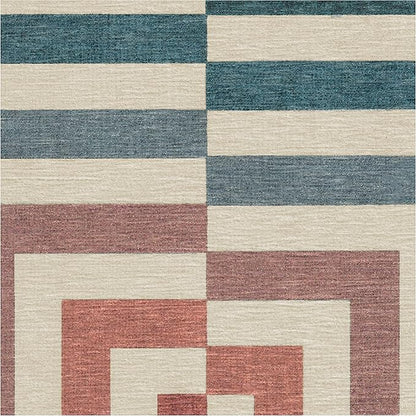 RUGGABLE x Jonathan Adler Washable Modern Area Rug – Op Art Teal 2x3, Stain-Resistant, Non-Slip – Small Machine Washable Rugs for Living Room, Bedroom, Hallway, Entryway & Bathroom–with Standard Pad