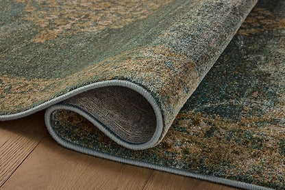Loloi Magnolia Home by Joanna Gaines Mona Collection MOA-04 Aqua/Wheat 5' x 7'-8" Area Rug
