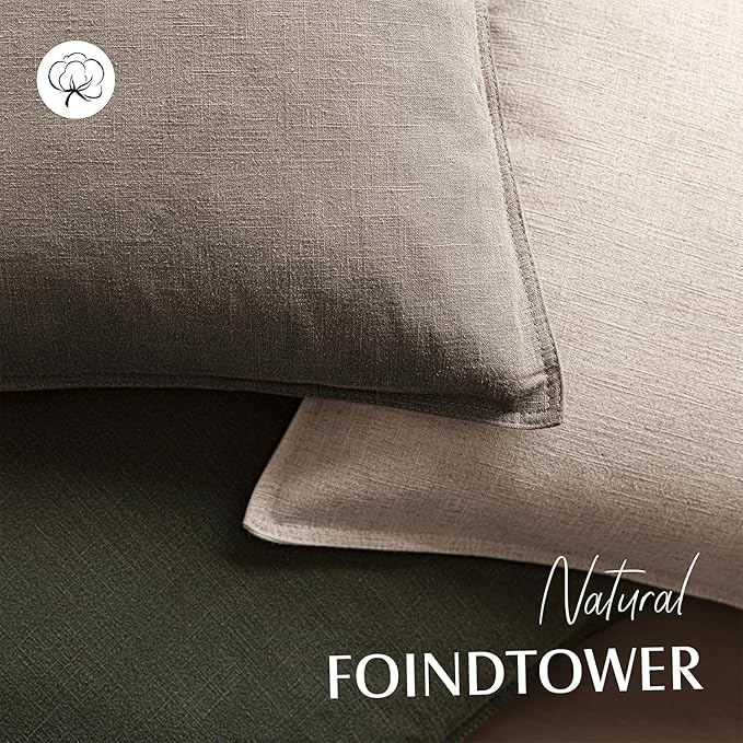 Foindtower Set of 2, Decorative Linen Soild Throw Pillow Covers Soft Accent Euro Cushion Case Farmhouse Neutral Pillowcase for Chair Couch Sofa Bedroom Living Room Home Decor 16 x 16 Inch Brown Tan