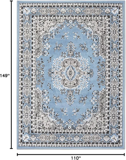 Home Dynamix Premium Sakarya Traditional Medallion Border Area Rug, Blue, 9'2"x12'5" Rectangle