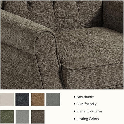 Lumibee High Back Accent Chair,Upholstered Wingback Armchair with Solid Wood Legs for Small Spaces,Comfy Single Sofa Chair for Living Room,Bedroom,Office-Taupe