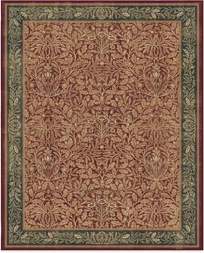RUGGABLE x Morris & Co Machine Washable Christmas Area Rug – Acorn Amber Red 8x10, Stain-Resistant, Non-Slip – Large Rugs for Living Room, Bedroom, Hallway, Entryway & Office–with Cushioned Pad